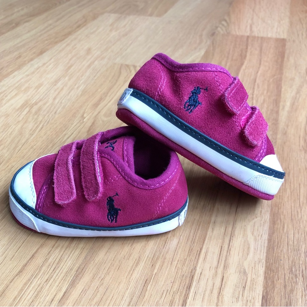NWOT Ralph Lauren Baby Pink and Blue Suede Sneaker Crib Shoes